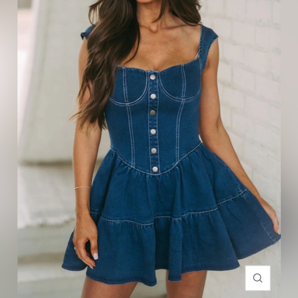 The Vintage Shop Blue Denim Mini Dress